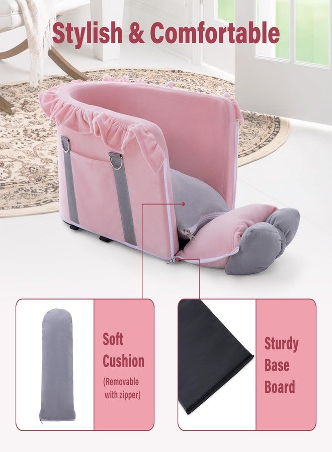Jaoul Dog Car Seat for Small Dogs - Fully Detachable with Adjustable Straps Center Console Dog Car Seat - Comfortable Bow Design Pet Car Seats - Portable Pet Booster Seat for Puppy, Cat (Pink Gray) - Image 3