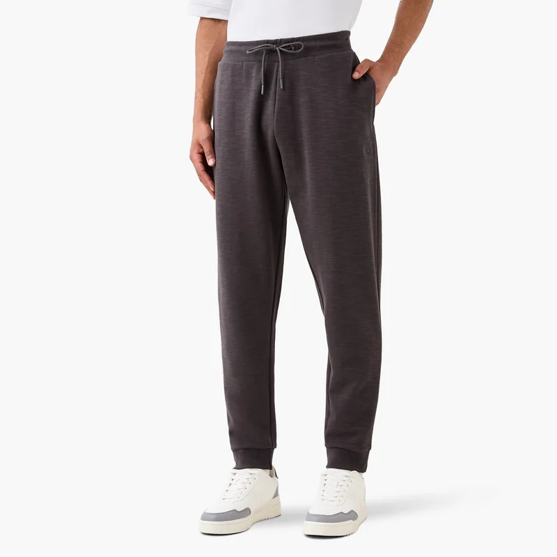 Kappa Regular Fit Logo Detail Joggers with Drawstring Closure and Pockets