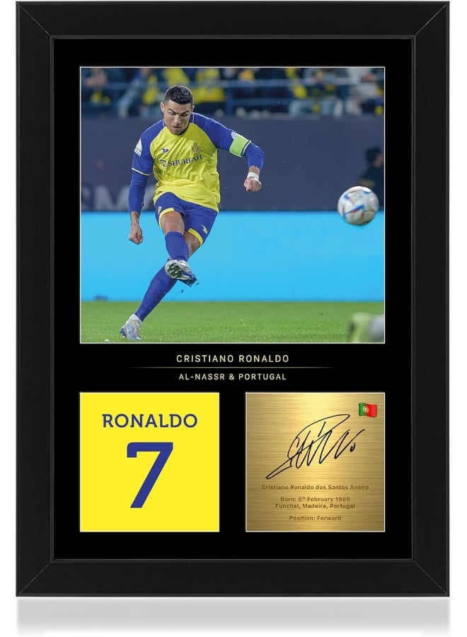Win FC Cristiano Ronaldo A4 Framed Photo Display - Reproduced Digital Signature - Gift For Al-Nassr Fans - Image 1