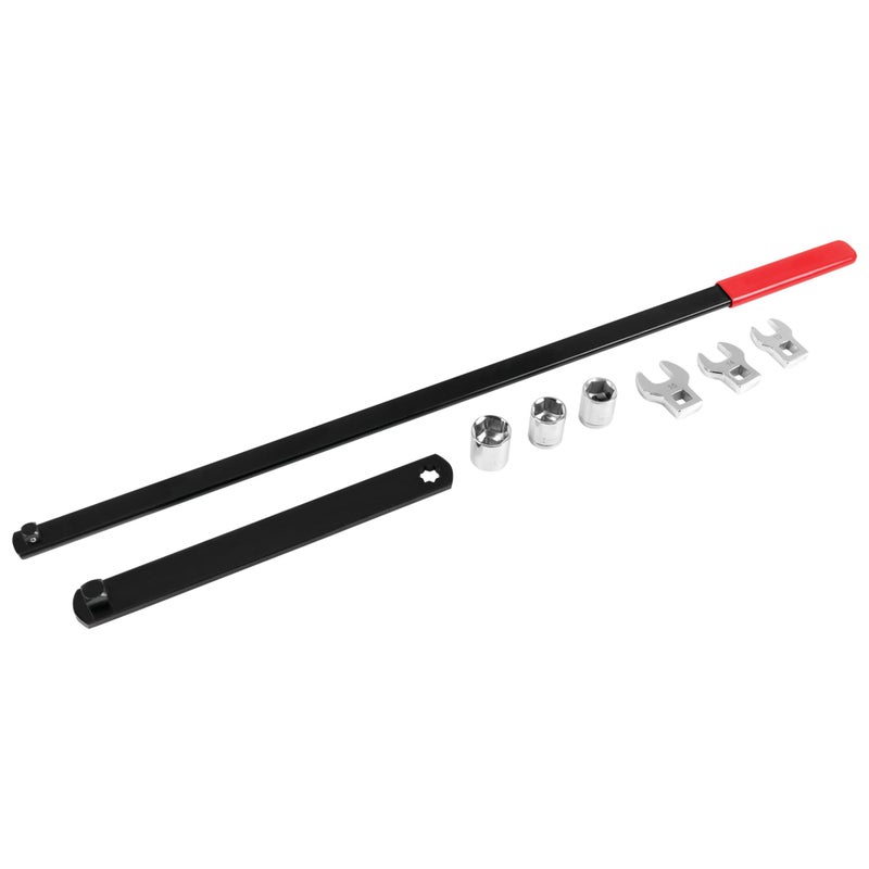 Performance Tool W84010 8 pc Long Handle Serpentine Belt Tool Kit for SpringLoaded Idler Pulleys  Includes Crowfoot Wrenches and Sockets