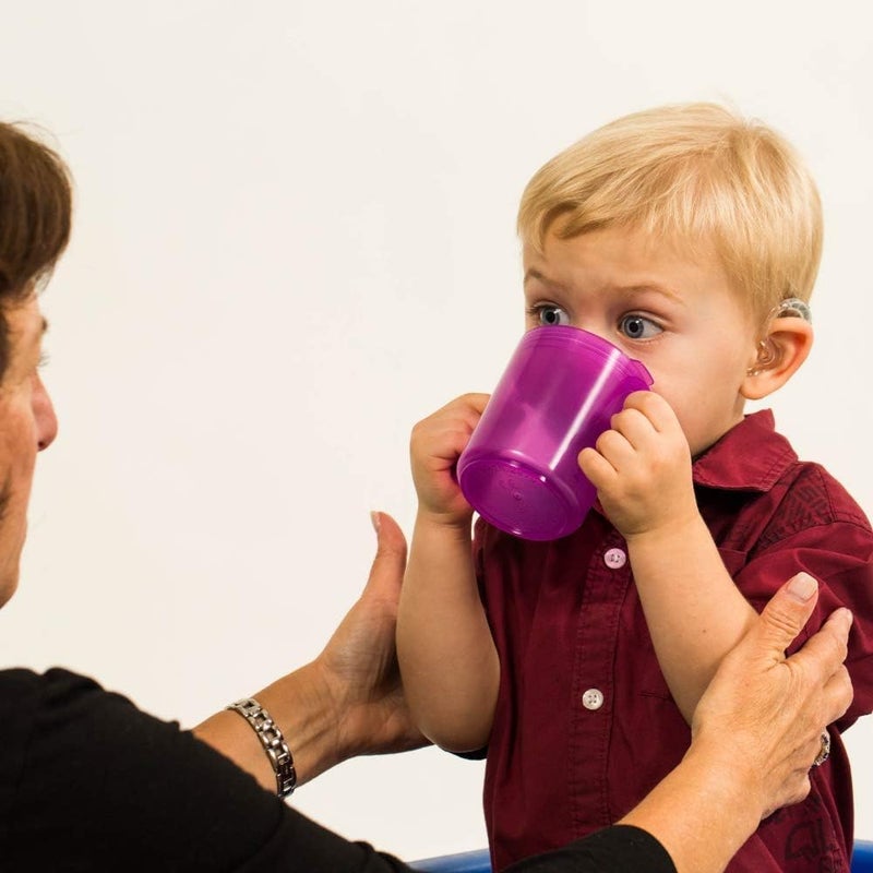Talktools Recessed Lid Cup With Handles - Leak Proof | Promotes Oral Motor Skills  Lip Closure  And Self Feeding | Alternative To Sippy Bottle | Food Grade Materials | Dishwasher Safe (Purple) - Image 3