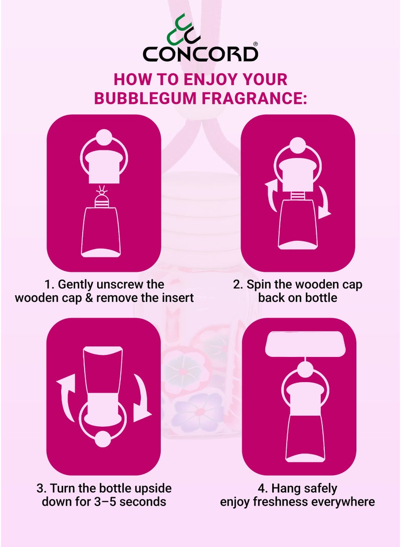 CONCORD - Car and Home Hanging Air freshener, 10ml | Bubblegum Fragrance, 60 Days Lasting* | Limited Time Offer: PACK OF 2 - Image 4