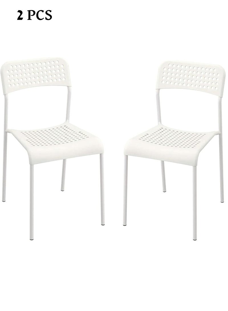 طقم 2 كرسي مطبخ متعدد الاستخدامات ابيض ارجل حديد - Image 2