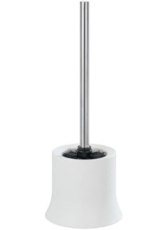 Wenko WENKO, Basic Toilet Brush, Plastic, Free Standing Home and Bathroom Brush Holder, Discreet Washroom Cleaner, 14x38x14cm, White  - Image 1