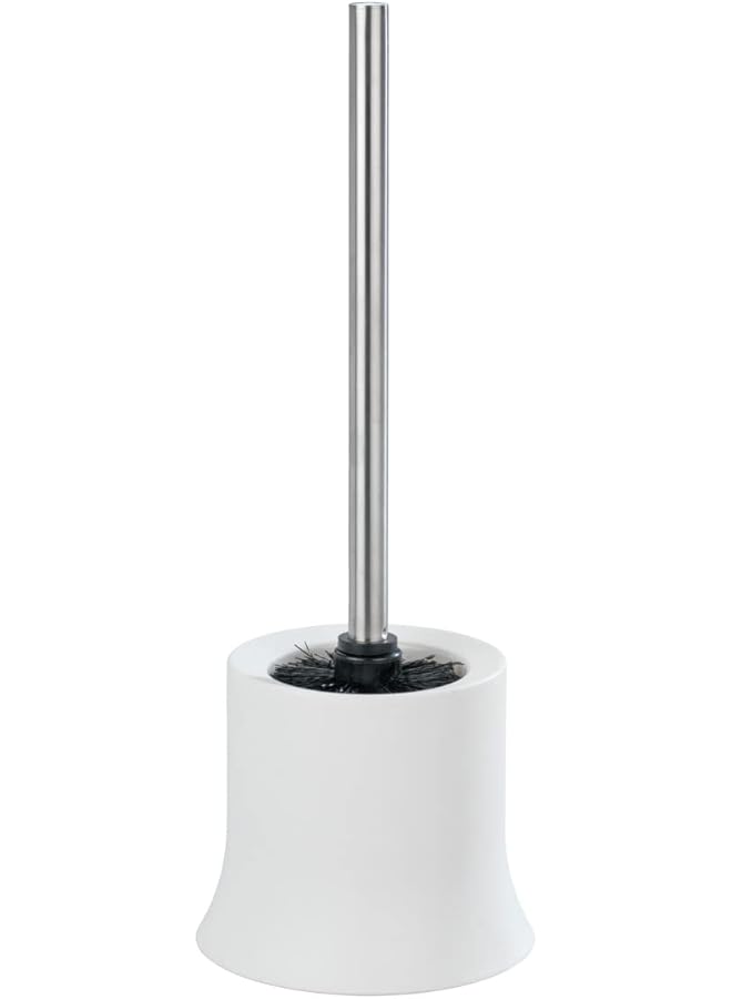 WENKO, Basic Toilet Brush, Plastic, Free Standing Home and Bathroom Brush Holder, Discreet Washroom Cleaner, 14x38x14cm, White - Image 1