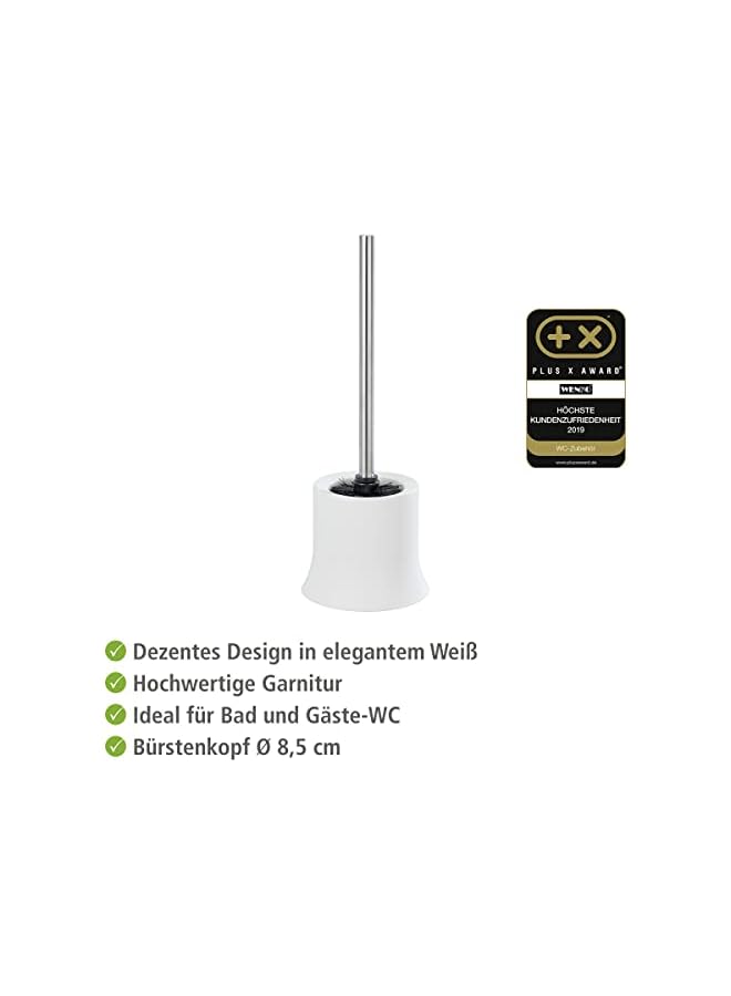 WENKO, Basic Toilet Brush, Plastic, Free Standing Home and Bathroom Brush Holder, Discreet Washroom Cleaner, 14x38x14cm, White - Image 5