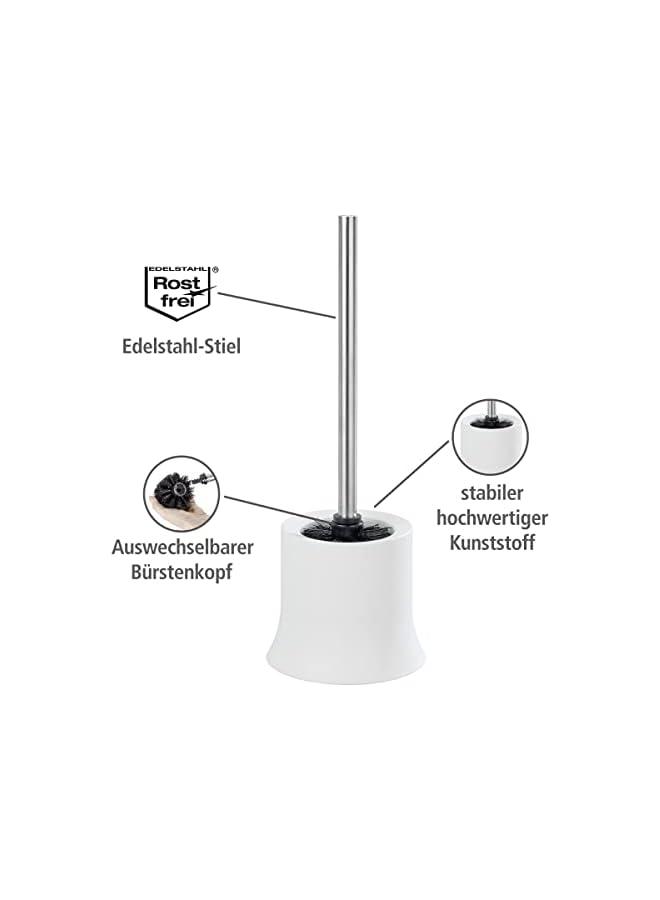 WENKO, Basic Toilet Brush, Plastic, Free Standing Home and Bathroom Brush Holder, Discreet Washroom Cleaner, 14x38x14cm, White - Image 3