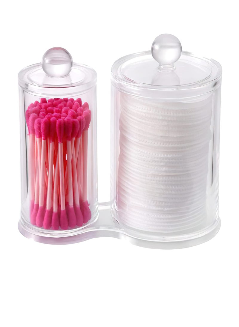 SYOSI مجموعة منظم المكياج، حاملة كرات القطن، وعاء فرز علب الحمام، حاويات المكياج، حاوية وسادات المكياج، صندوق تخزين مستحضرات التجميل في الحمام، لكرات القطن، أعواد القطن، كيو تيبس، دوائر القطن - Image 1