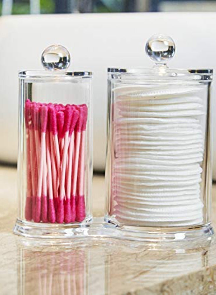 SYOSI مجموعة منظم المكياج، حاملة كرات القطن، وعاء فرز علب الحمام، حاويات المكياج، حاوية وسادات المكياج، صندوق تخزين مستحضرات التجميل في الحمام، لكرات القطن، أعواد القطن، كيو تيبس، دوائر القطن - Image 2