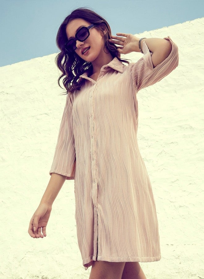 Athena فستان قميص مخطط بلون التوب للنساء - Image 3