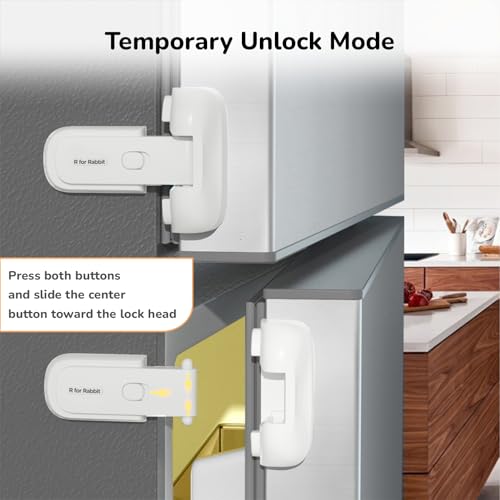 R for Rabbit Protector Plus Fridge Locker for Kids (Pack of 1 Unit), Child Safety Refrigerator Door Latch Protector EN71 Certified | Strong 3M Adhesive | Simple Lock- Unlock Mechanism Fridge Protective Lock for Kids - White - Image 5
