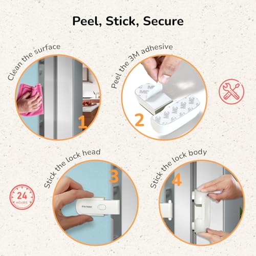R for Rabbit Protector Plus Fridge Locker for Kids (Pack of 1 Unit), Child Safety Refrigerator Door Latch Protector EN71 Certified | Strong 3M Adhesive | Simple Lock- Unlock Mechanism Fridge Protective Lock for Kids - White - Image 4