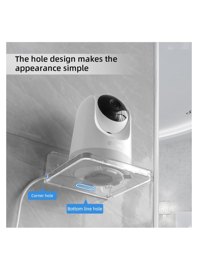 Clear Acrylic Floating Shelf, Adhesive Wall Shelf Security Camera Small Items Mini Shelf for Living Room, Bathroom, Bedroom (Adhesive  Drilling), 2 Pcs  - Image 2