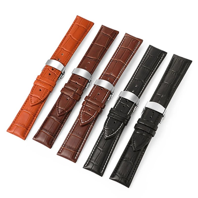 Bluejw 10mm-24mm Replacement Leather Watch Band with Stainless Steel Buckle Compatible with Garmin Samsung Huawei – Durable & Adjustable Strap to Replace the Watch Strap - Image 3