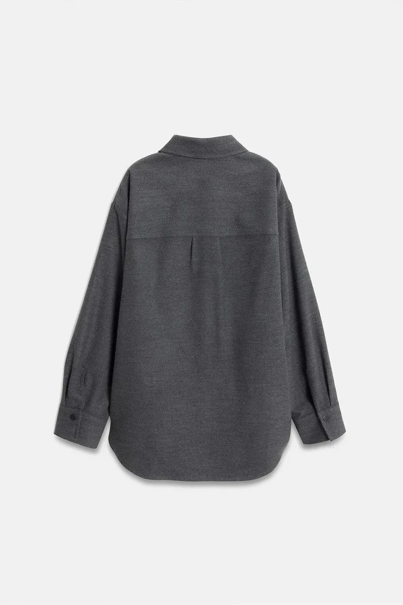 Dilvin Charcoal Grey DILVIN Oversized Long-Sleeve Knit Overshirt for Women | Best Price UAE