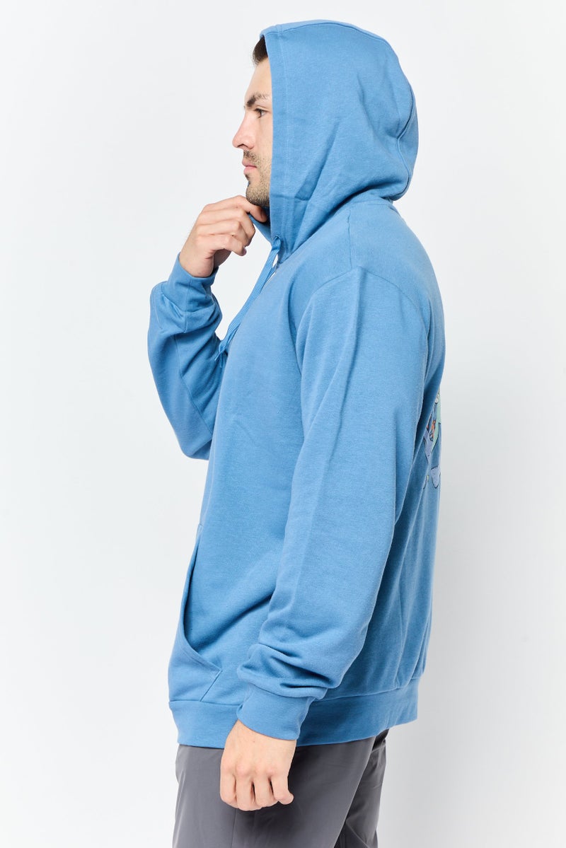 Adidas Men Sportswear Fit Long Sleeve Outdoor Hoodie, Blue  - Image 3