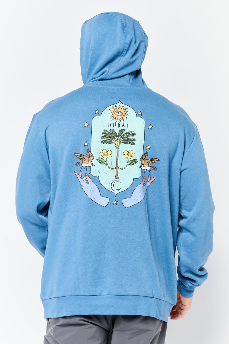 Adidas Men Sportswear Fit Long Sleeve Outdoor Hoodie, Blue  - Image 2