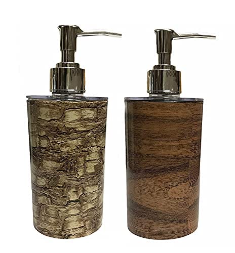 Infi Style Soap Dispenser Bottle Set with Pump for Handwasher in Bathroom Brown Plastic Body and Chrome Finish top Pack of 2  - Image 1