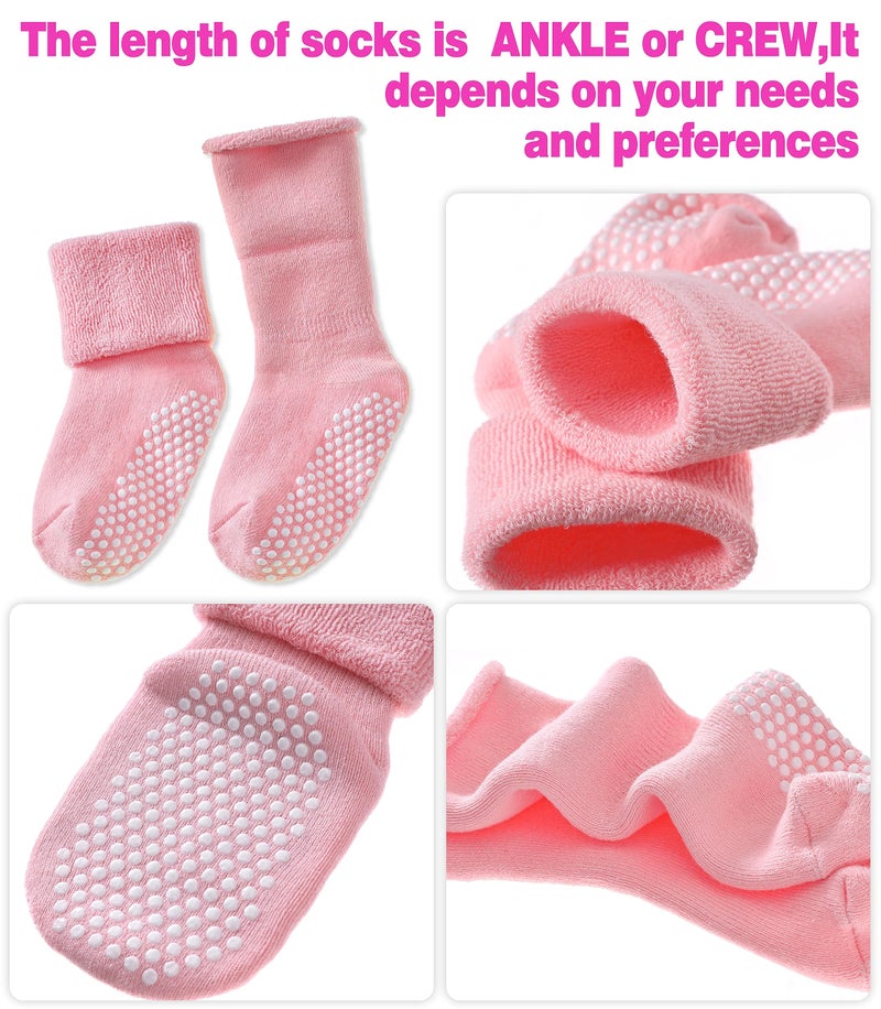 SDBING Baby Boys Girls Grips Socks Infant Toddlers Kids Non Slip Warm Thick Cotton Ankle Crew Socks with Grippers (3-12 Months, 6 Pairs Colorful) - Image 5