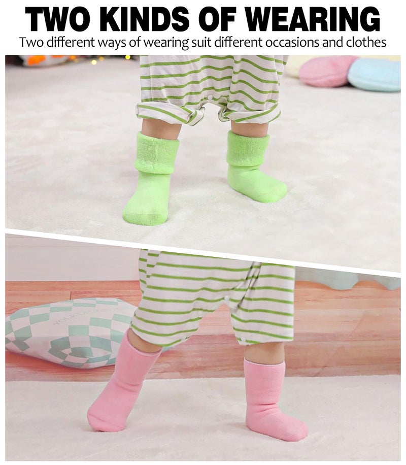 SDBING Baby Boys Girls Grips Socks Infant Toddlers Kids Non Slip Warm Thick Cotton Ankle Crew Socks with Grippers (3-12 Months, 6 Pairs Colorful) - Image 4