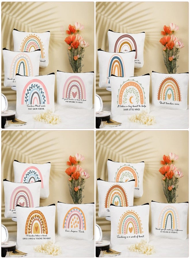 كوم مجموعة كومي من 30 قطعة من حقائب مكياج قماشية بألوان قوس قزح مع سحاب، هدايا تقدير للمعلمين، حقيبة مستحضرات تجميل ملهمة، حقيبة سفر، حقيبة أدوات تجميل للمعلمين، لوازم مكتبية، 10 أنماط (أنيق، أنيق) - Image 5