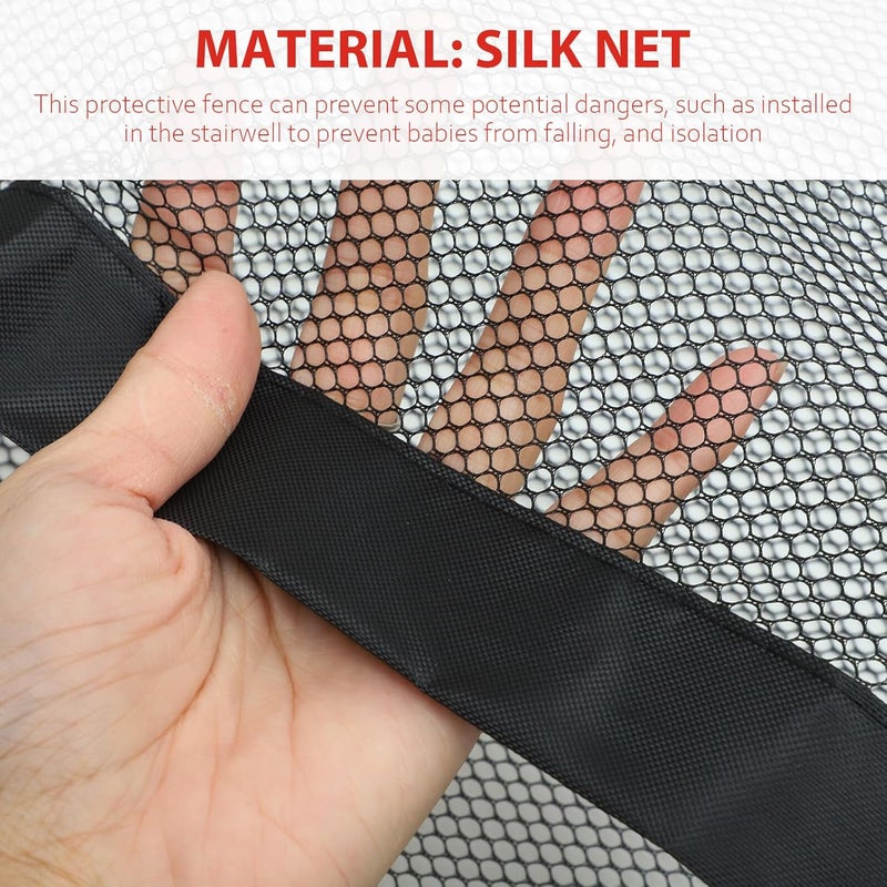 No Drilling Safety Gate Protective Fence Large Portable Black Mesh Barrier for Stairs Kitchen Balcony Wall-Friendly Installation for Pet Separation - Image 3