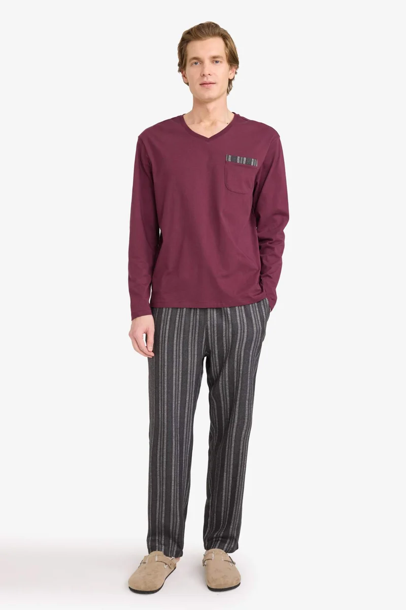 ديفاكتو Regular Fit Striped 2 Piece Pyjamas Set