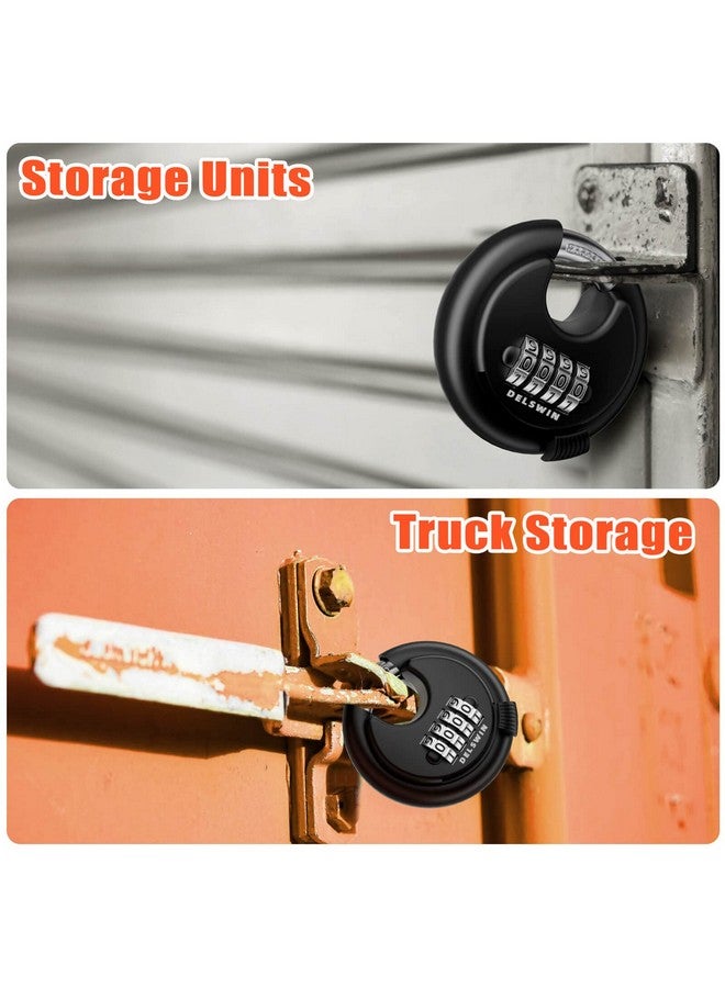 DELSWIN 4-Digit Disc Combination Lock Outdoor - Heavy Duty Combination Padlocks with Hardened Steel Shackle Weatherproof Combo Locks for Gates,Sheds,Fence,Storage Unit (3/8" Shackle, Black,2 Pcs) - Image 4