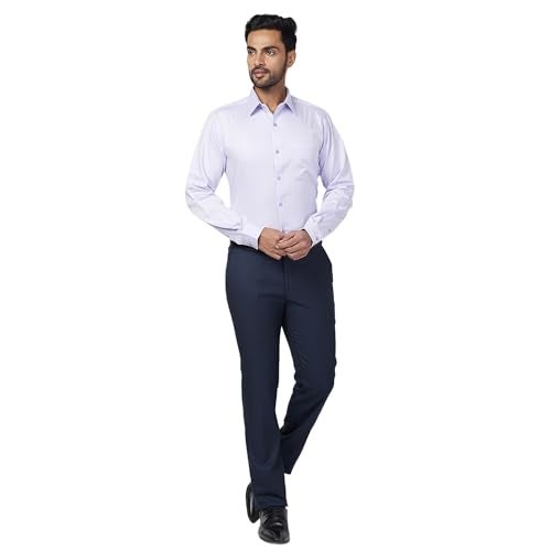 Raymond Men's Slim Fit Formal Shirt | Pure Cotton Structured Weave Semi Cutaway Collar Office Wear Medium Violet - Image 5