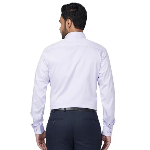 Raymond Men's Slim Fit Formal Shirt | Pure Cotton Structured Weave Semi Cutaway Collar Office Wear Medium Violet - Image 4
