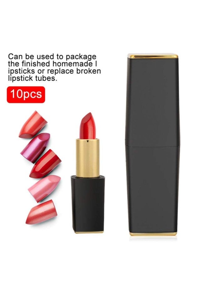 klarako DIY Empty Lip Balm Bottles Lipstick Tubes Bottom Twist Containers, Homemade Lipsticks Square Tube with Lid cap, Bright Black Matte Magnetic Clasp Tube(10PC-Bright Black) - Image 4