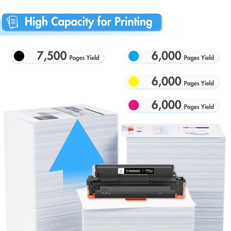TRUE IMAGE 414X Toner Cartridges 4 Pack High Yield: 414A MFP M479fdw M479 414 Compatible for HP414X Color LaserJet Pro M479fdw M479fdn M454dn M454dw M455dn M454 Printer Ink with Chip Black Cyan Yellow Magenta - Image 3