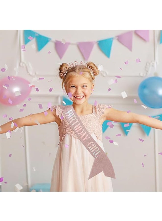 واي جيه عيد ميلاد فتاة وشاح & حجر الراين عقال طقم ، تيجان عيد ميلاد للفتاة ، ذهب وردي بريق عيد ميلاد وشاح عيد ميلاد هدايا عقال للنساء لوازم حفلات عيد ميلاد - Image 3