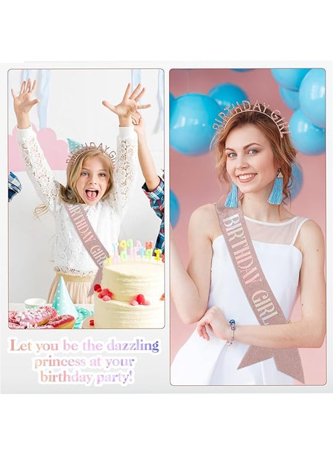 واي جيه عيد ميلاد فتاة وشاح & حجر الراين عقال طقم ، تيجان عيد ميلاد للفتاة ، ذهب وردي بريق عيد ميلاد وشاح عيد ميلاد هدايا عقال للنساء لوازم حفلات عيد ميلاد - Image 4