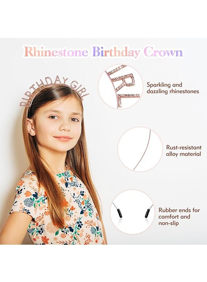 واي جيه عيد ميلاد فتاة وشاح & حجر الراين عقال طقم ، تيجان عيد ميلاد للفتاة ، ذهب وردي بريق عيد ميلاد وشاح عيد ميلاد هدايا عقال للنساء لوازم حفلات عيد ميلاد - Image 5