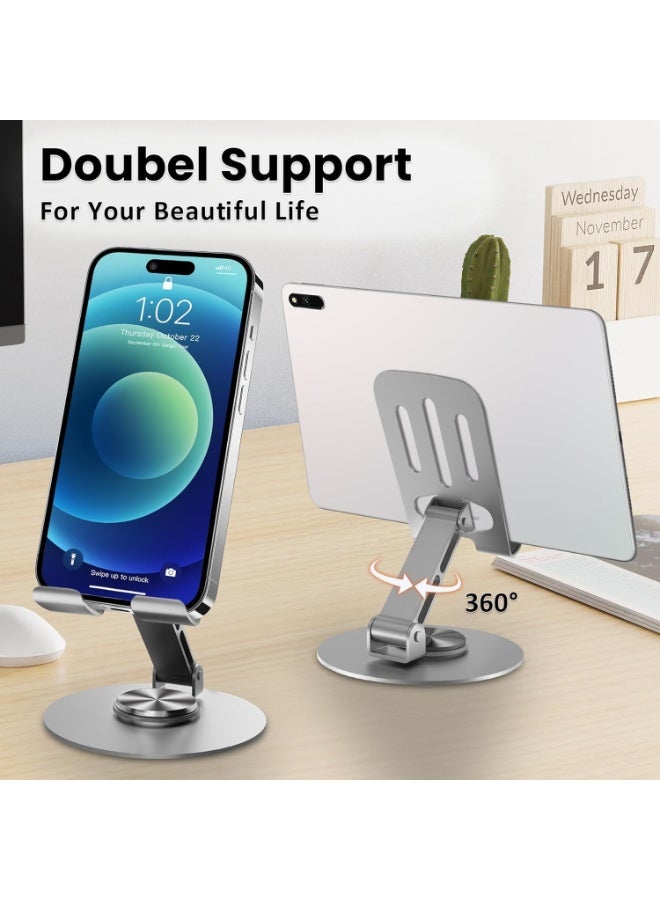 Cell Phone Stand, Multi-Angel Adjustable 360° Rotation Non-Slip Metal Phone Stand Compatible with iPone Android Smartphone and Tablet-Grey - Image 3