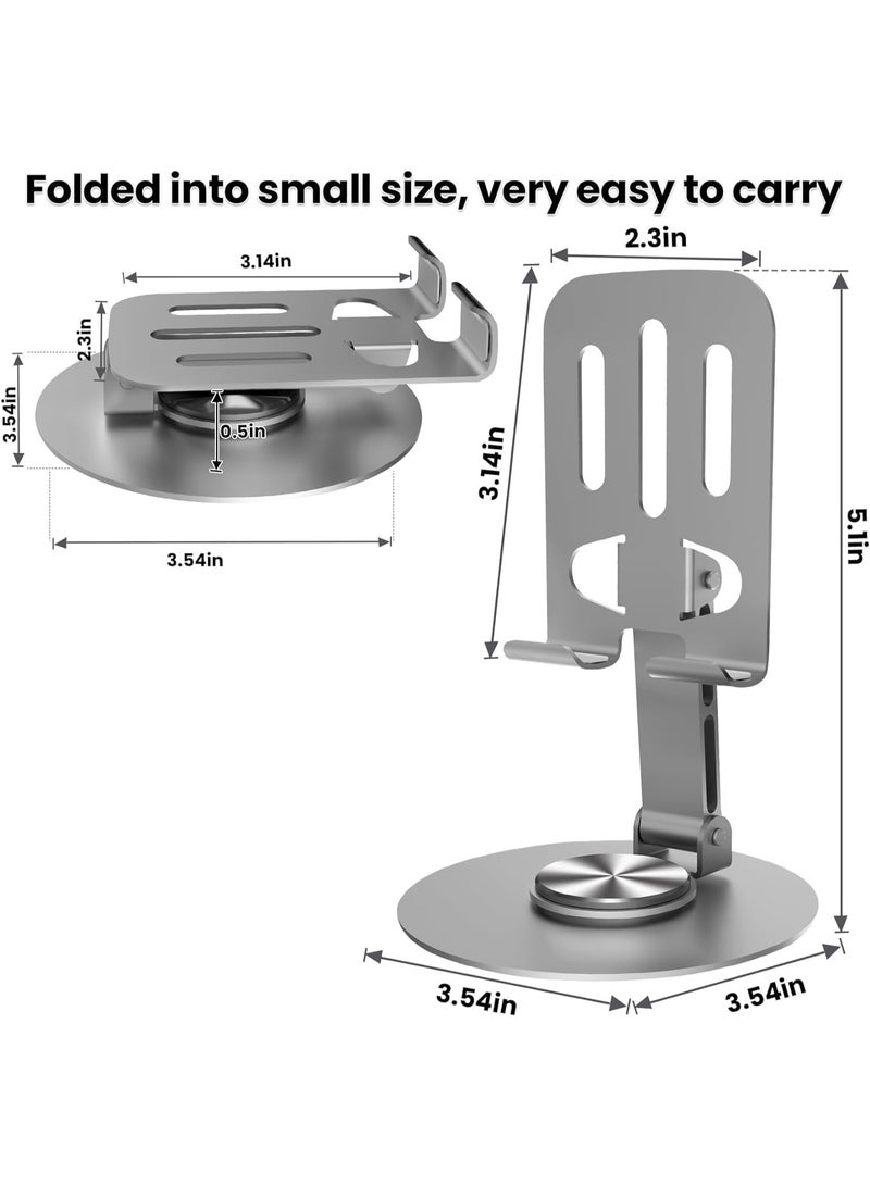 Cell Phone Stand, Multi-Angel Adjustable 360° Rotation Non-Slip Metal Phone Stand Compatible with iPone Android Smartphone and Tablet-Grey - Image 2