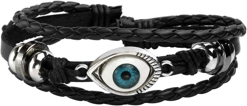 Mafnee Store Manfnee 6-12PCS Braided Faux Leather Bracelet Punk Cuff Wrap Bracelets for Men Women Adjustable - Image 4