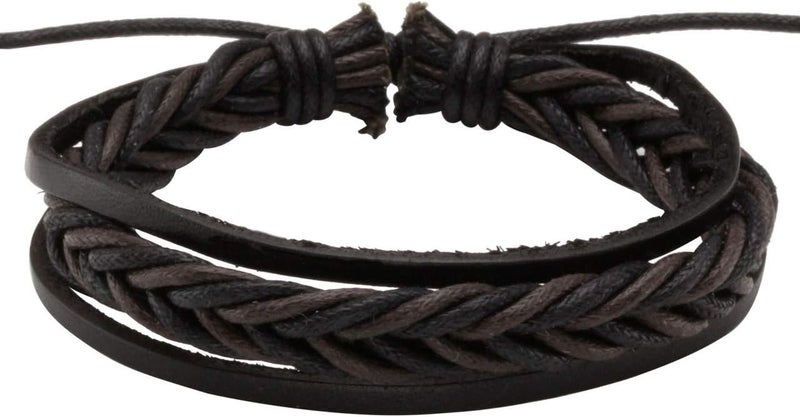 Mafnee Store Manfnee 6-12PCS Braided Faux Leather Bracelet Punk Cuff Wrap Bracelets for Men Women Adjustable - Image 3