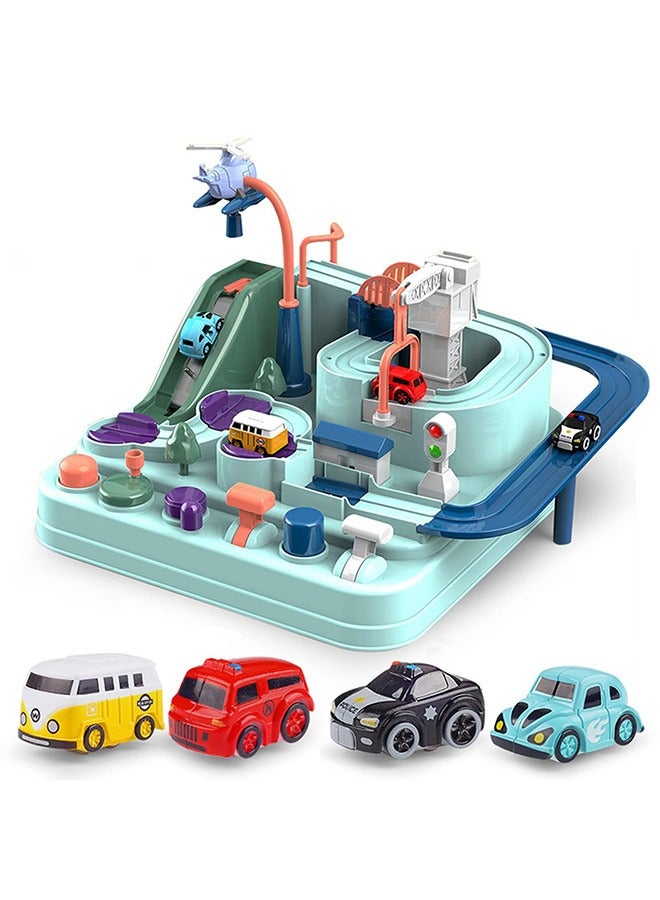 Car Adventure Toys, Kids Race Track Toys for 3 4 5 6 7 Years Old Boys Girls, Puzzle Rail Car, City Rescue Toy w/ 4 Mini Cars, Preschool Educational Toys for Toddlers - Image 1