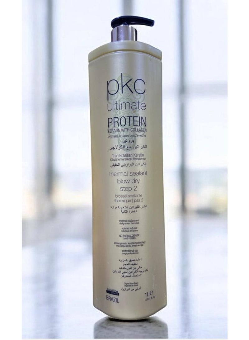 بي كي سي بروتين PKC ألتيميت بالكيراتين والكولاجين – سيلانت حراري لتجفيف وتصفيف الشعر – 1 لتر - Image 3