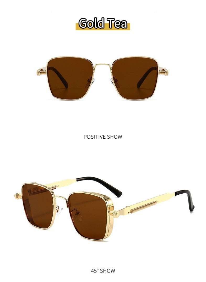 ABLE 【2025New Glasses】Unisex Polarized Metal Punk Sunglasses - UV400 UV Protection, High-Definition Anti-Glare, Gold Frame - Suitable for Fishing/Shopping/Driving/Travel/Parties, Fashionable Facial Accessory - Image 3