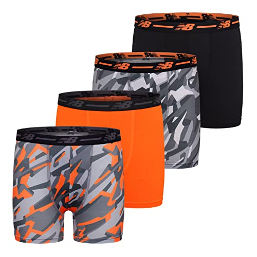 New Balance Boys' 3.5" Underwear, Performance Boxer Briefs (4 Pack), Lava/Avalanche Grey/Black/Avalanche Lava, Large - Image 1