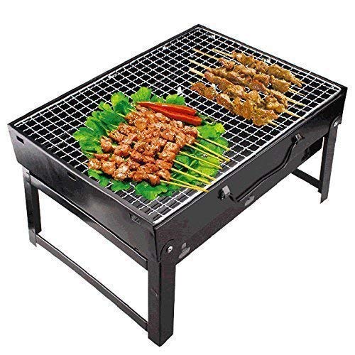 REPLEX Stainless Steel Folding Portable Mini Picnic BBQ Grill and Smokeless Kamedo Stove Standard Black - Image 1
