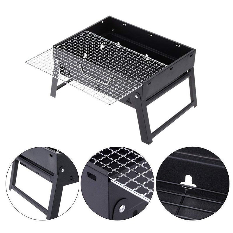 REPLEX Stainless Steel Folding Portable Mini Picnic BBQ Grill and Smokeless Kamedo Stove Standard Black - Image 5