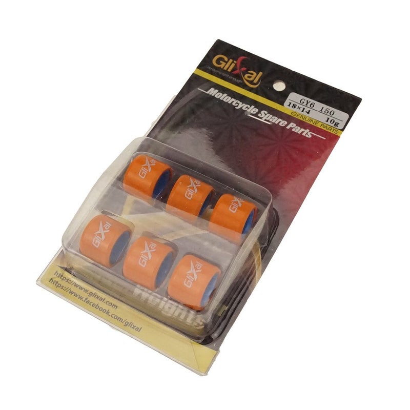 Glixal ATKS04018 18x14mm High Performance Racing Variator Roller Weights Set 152QMI 157QMJ GY6 125cc 150cc Scooter Moped ATV GoKart 10 gram