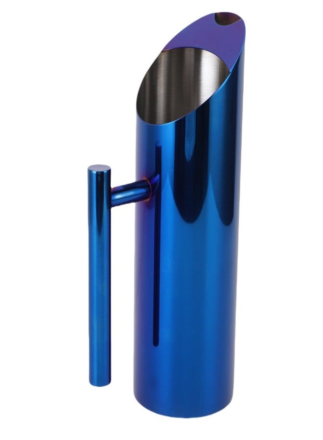 Water Pitcher 1L 304 Stainless Steel Straight Body Drink Pitcher with Spill Proof Spout for Cocktail Flower Tea Cold Brew Tea Blue - Image 4