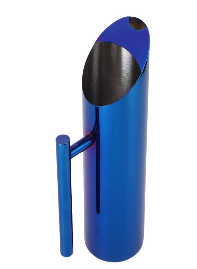 Water Pitcher 1L 304 Stainless Steel Straight Body Drink Pitcher with Spill Proof Spout for Cocktail Flower Tea Cold Brew Tea Blue - Image 3