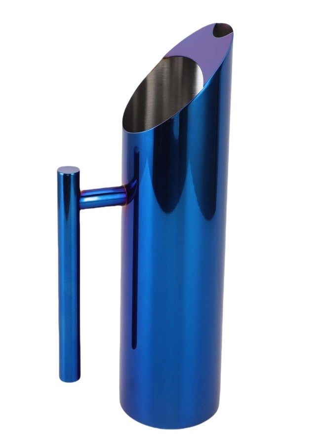 Water Pitcher 1L 304 Stainless Steel Straight Body Drink Pitcher with Spill Proof Spout for Cocktail Flower Tea Cold Brew Tea Blue - Image 5