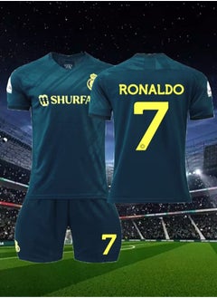 CR7 Riyadh Team Uniform No.7 Ronaldo Jersey, Football Suit Suit Yellow Jersey Print, Children's T-shirt Set  - Image 1